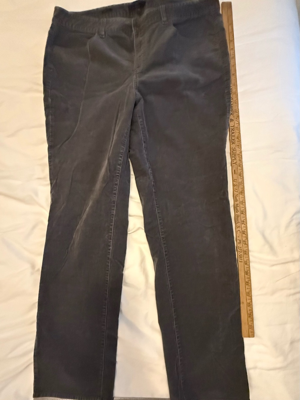 Talbots Straight Leg Corduroy Pants in Charcoal Gray